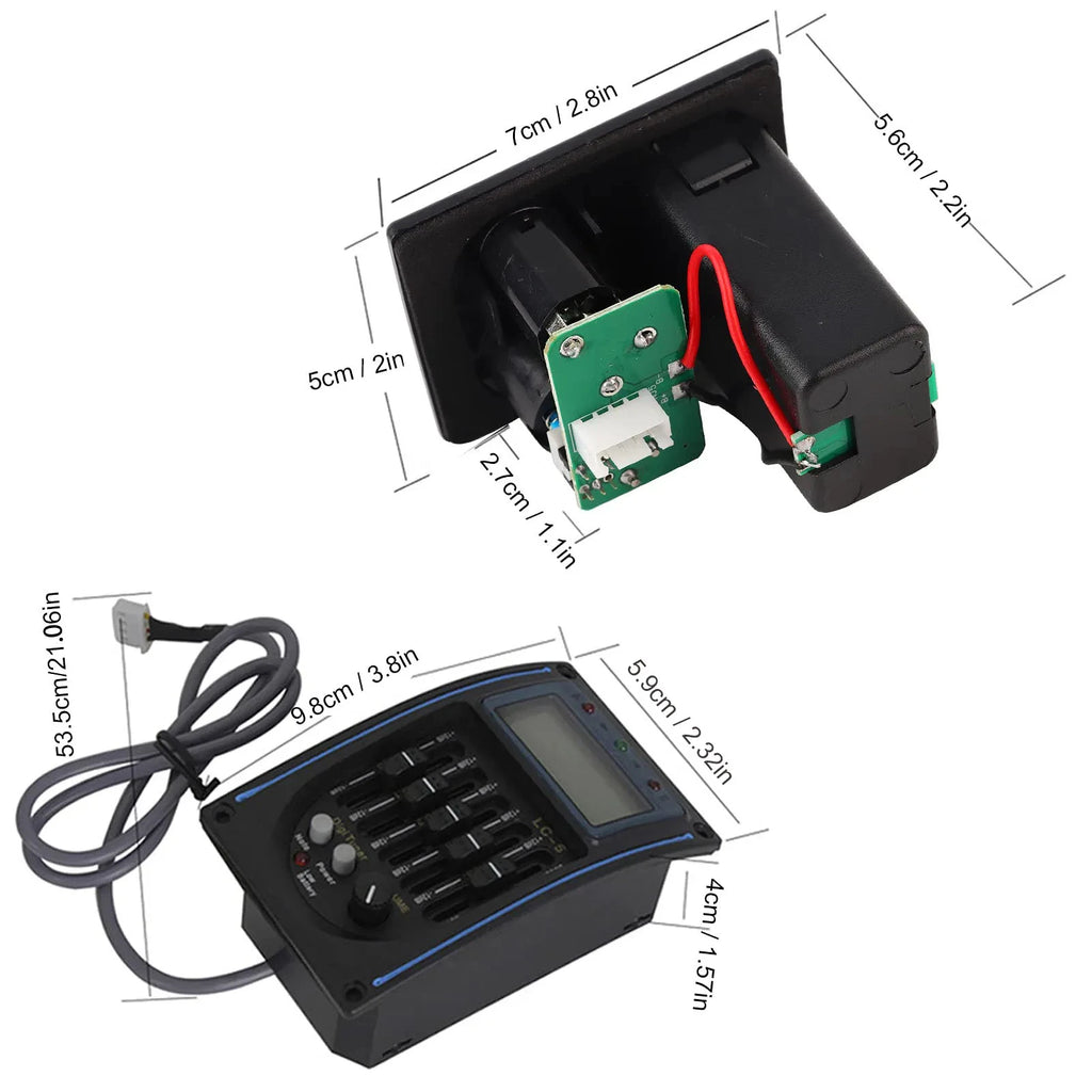 4/5-Band EQ Acoustic Guitar Preamp with Piezo Pickup & LCD Tuner