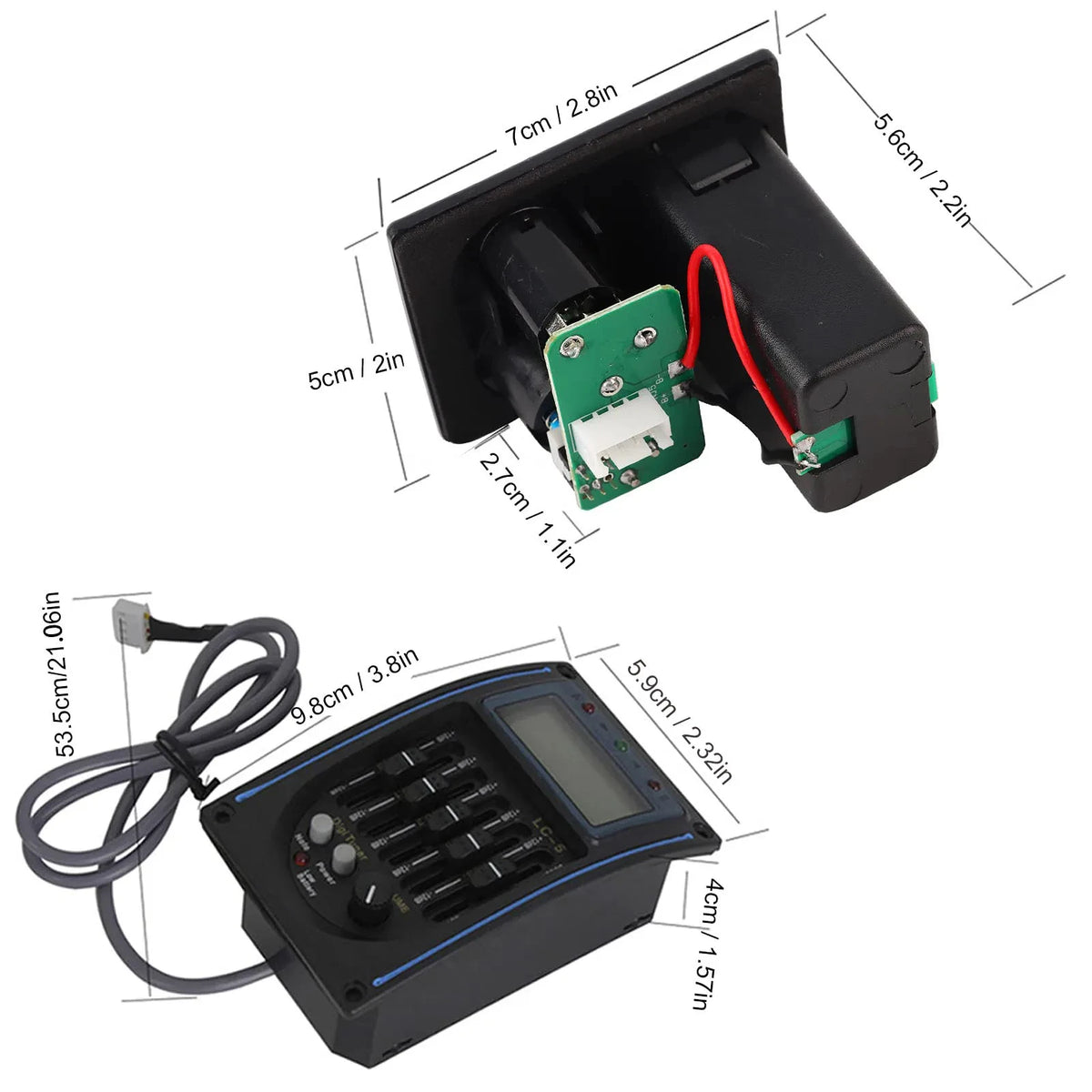 4/5-Band EQ Acoustic Guitar Preamp with Piezo Pickup & LCD Tuner
