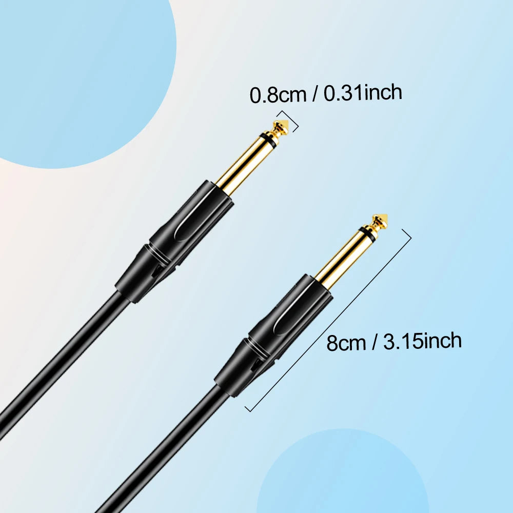 6.35mm (1/4") Audio Cable – Straight to Straight Instrument Cable for Musical Instruments, 3m/6m/10m