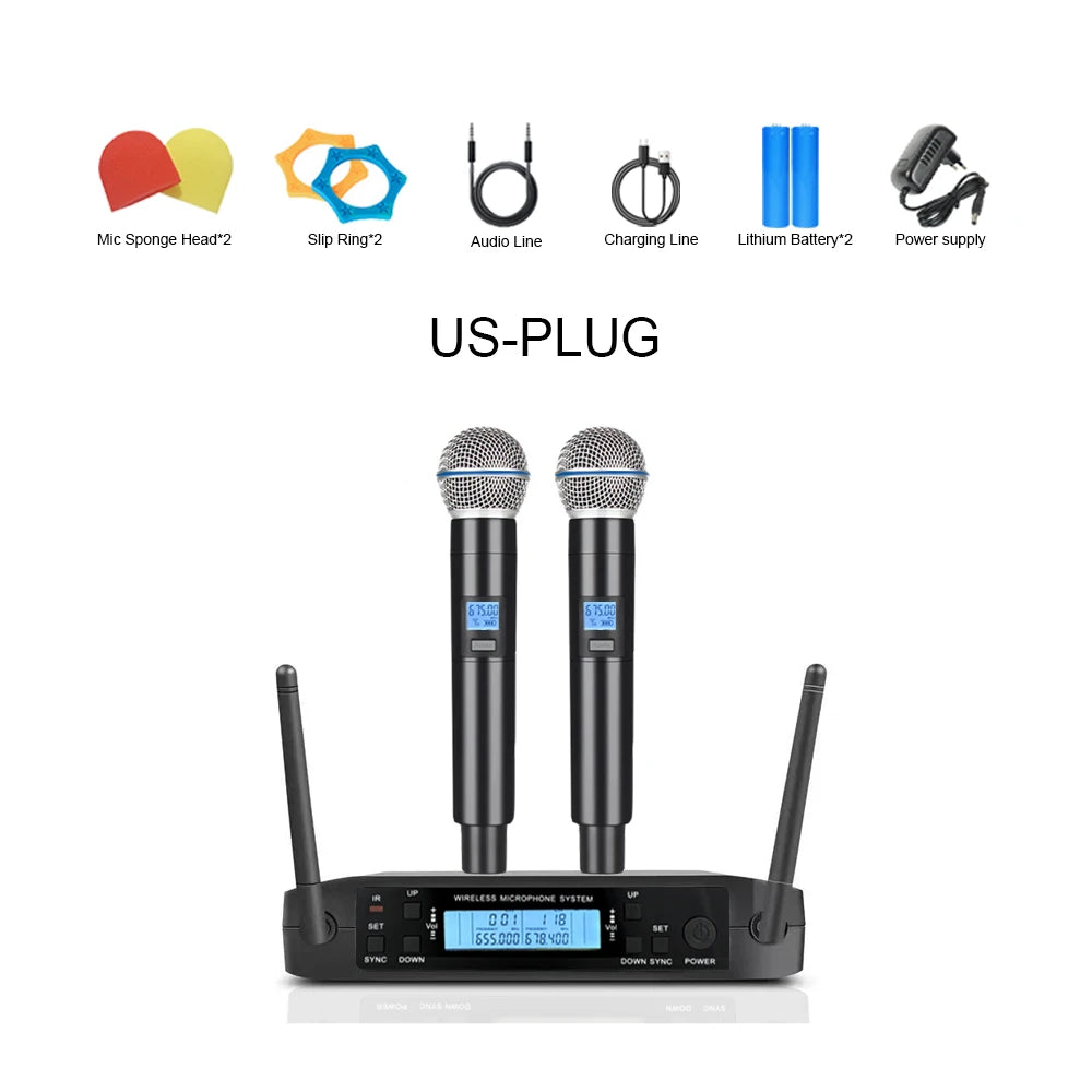 Professional UHF Wireless Microphone – Rechargeable Handheld Microphone for Stage, KTV & Public Speaking