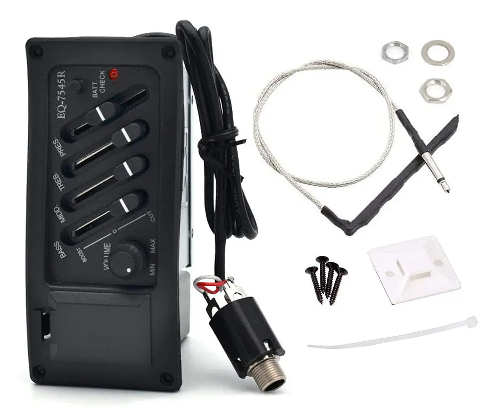 4/5-Band EQ Acoustic Guitar Preamp with Piezo Pickup & LCD Tuner