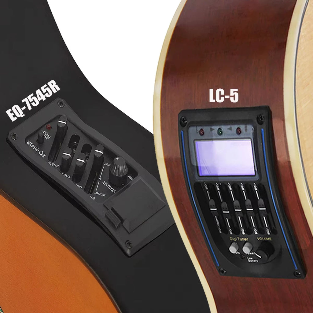 4/5-Band EQ Acoustic Guitar Preamp with Piezo Pickup & LCD Tuner