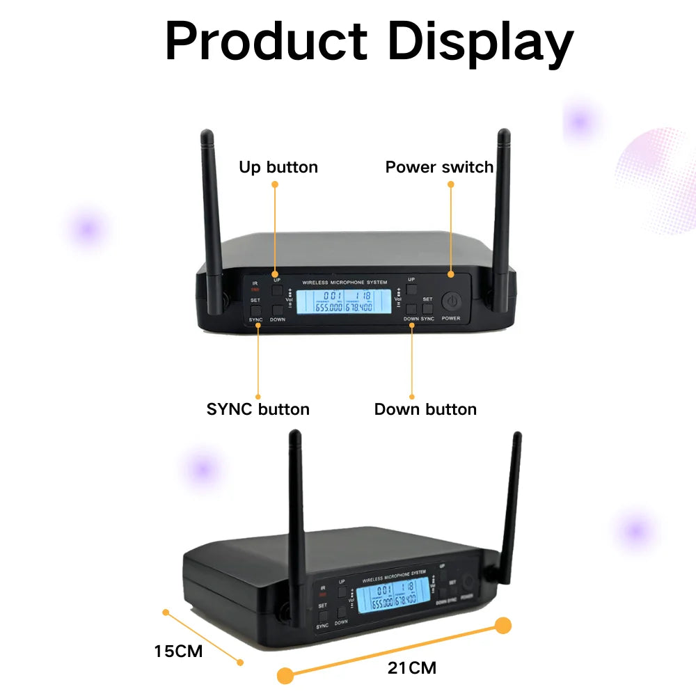 Professional UHF Wireless Microphone – Rechargeable Handheld Microphone for Stage, KTV & Public Speaking