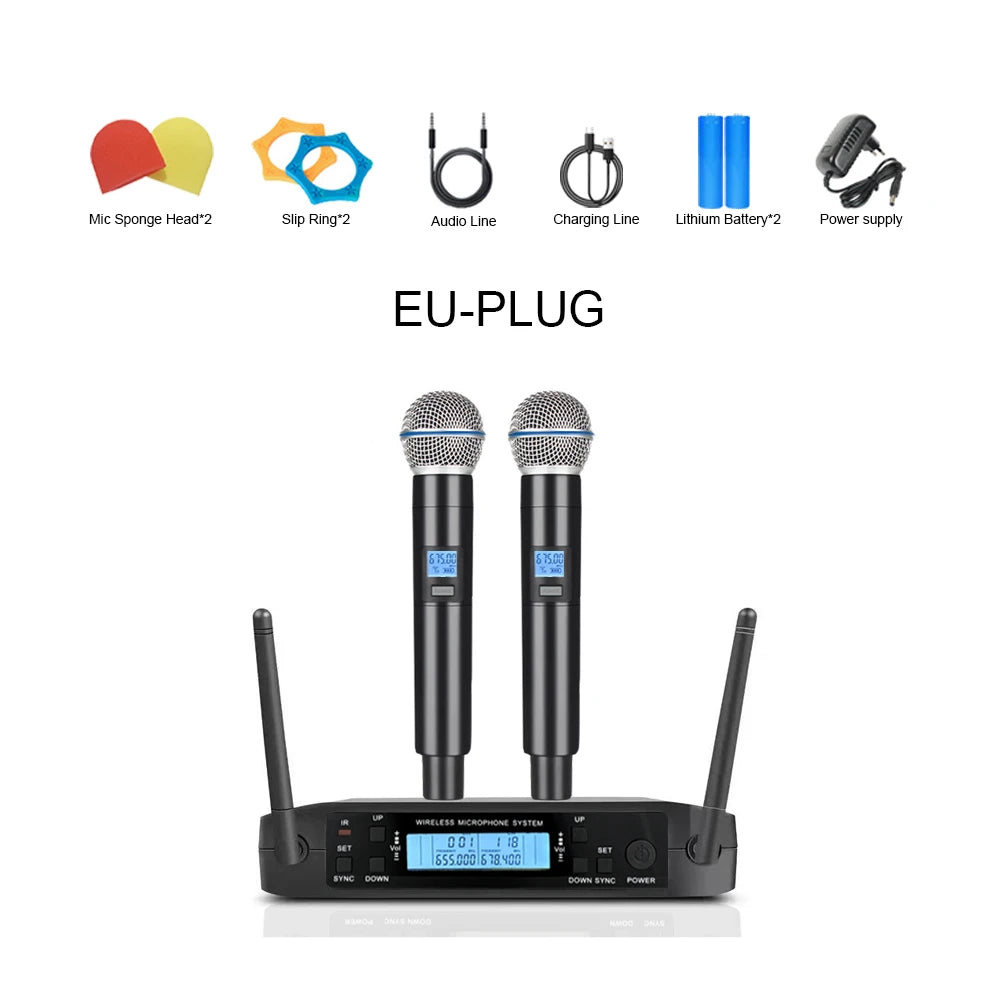 Professional UHF Wireless Microphone – Rechargeable Handheld Microphone for Stage, KTV & Public Speaking