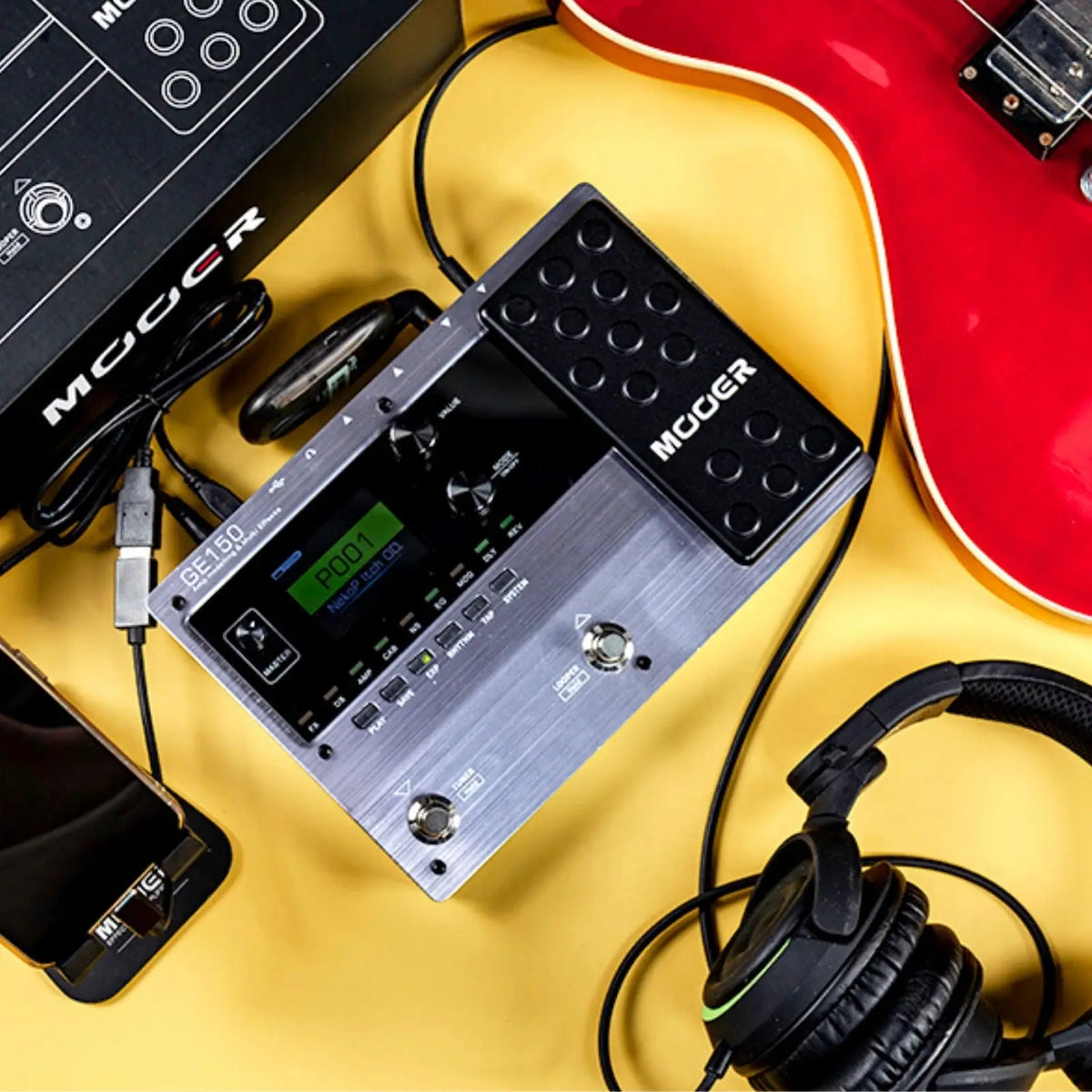 MOOER GE150 Multi-Effects Guitar Pedal with Amp Modeling & IR Loading