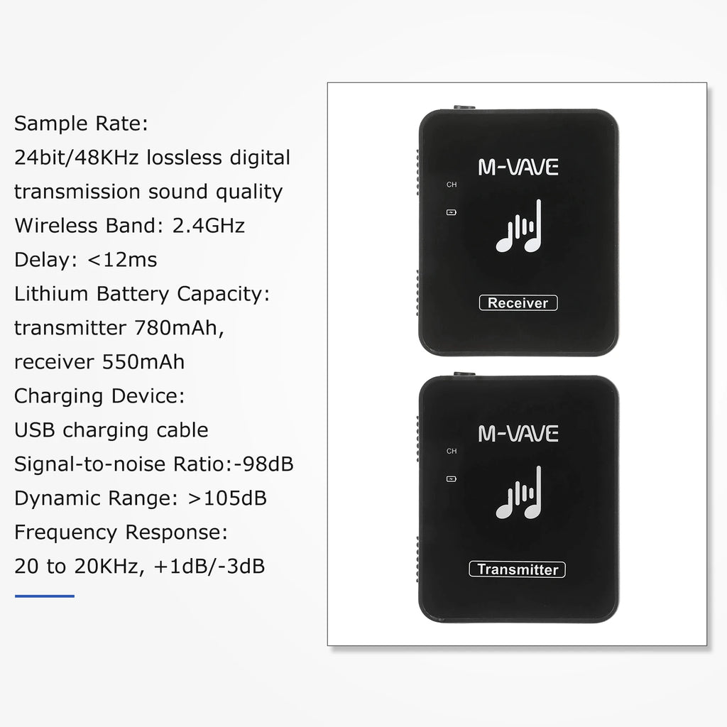 M-VAVE SWS10 2.4GHz Wireless Earphone Monitor System – USB Rechargeable Transmitter & Receiver