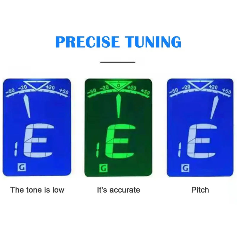 Professional Clip-On Guitar Tuner with LCD Display – 360° Rotatable