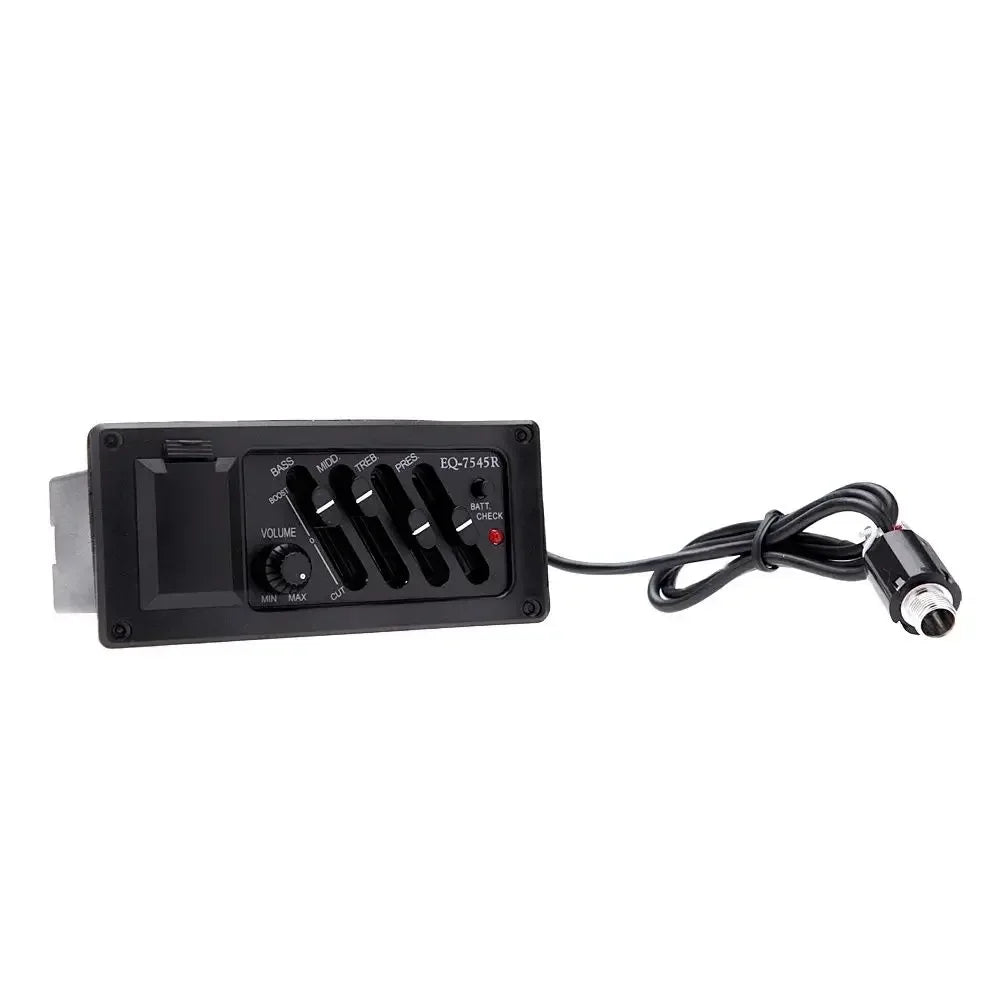 4-Band Acoustic Guitar Pickup EQ Preamp with Piezo Pickup, Tuner & Equalizer