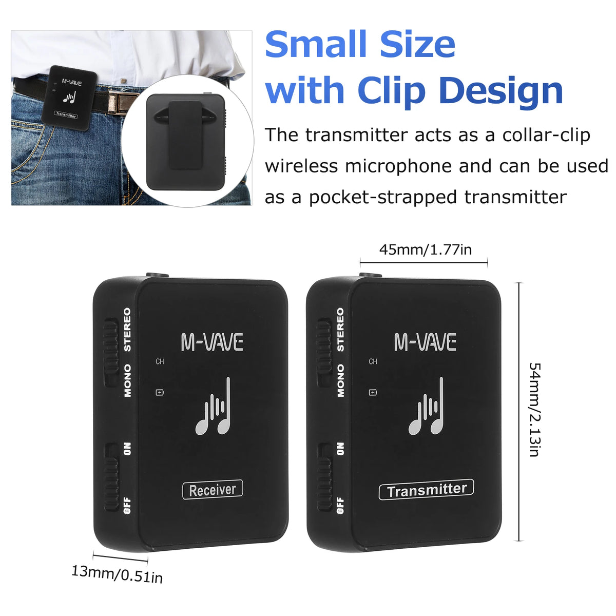 M-VAVE SWS10 2.4GHz Wireless Earphone Monitor System – USB Rechargeable Transmitter & Receiver