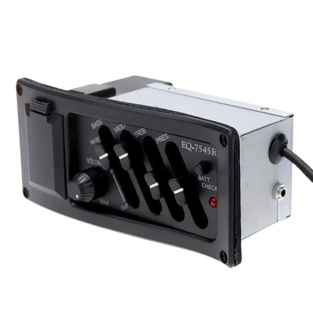 4-Band Acoustic Guitar Pickup EQ Preamp with Piezo Pickup, Tuner & Equalizer