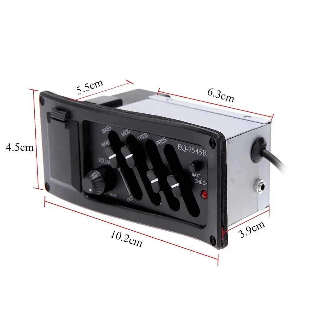 4/5-Band EQ Acoustic Guitar Preamp with Piezo Pickup & LCD Tuner
